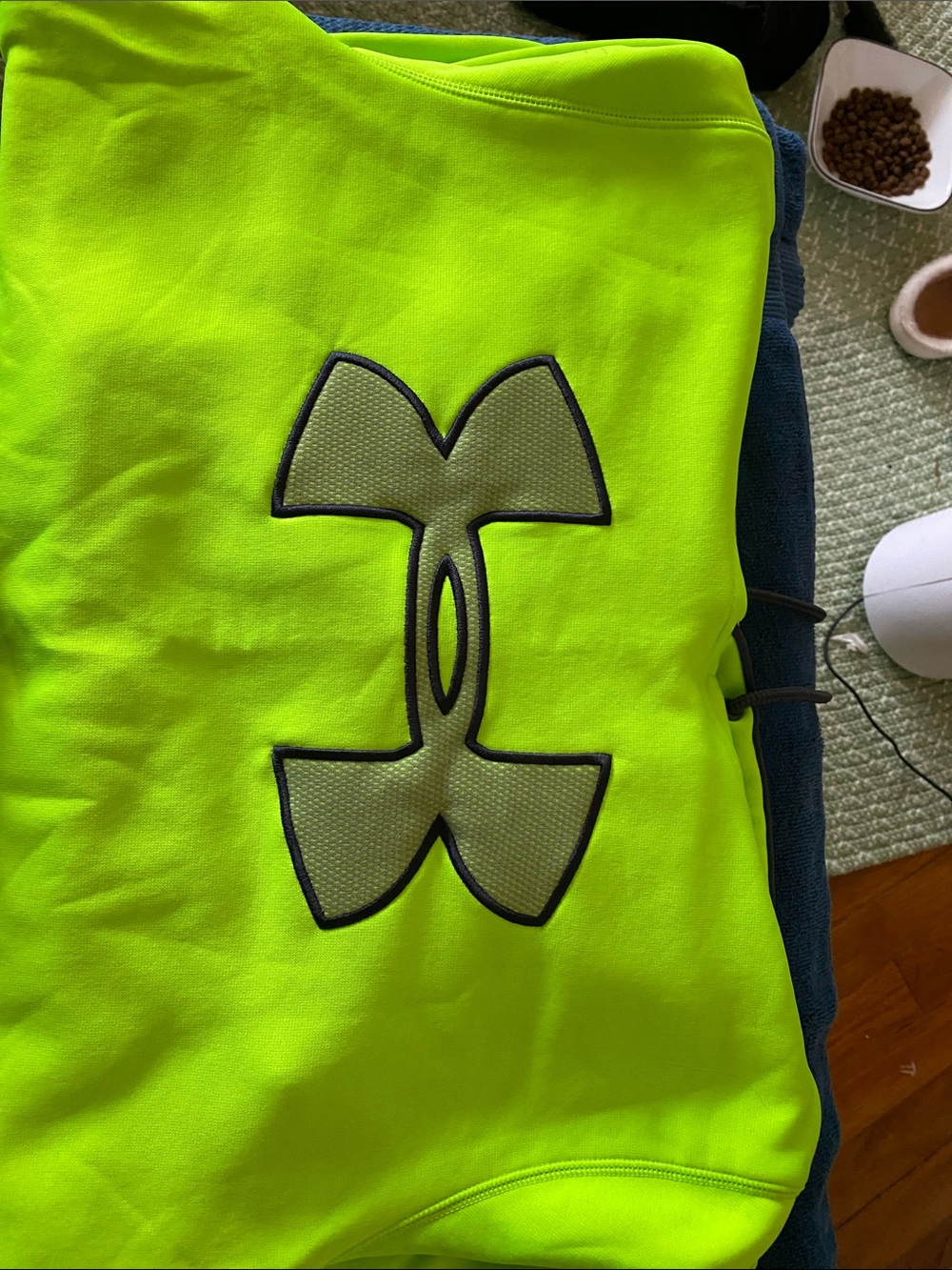 Under Armour Neon Lime Green and Charcoal Fleece-Lined Hoodie